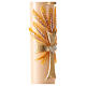 Paschal candle in ivory with cross and ears of wheat 120x8 cm s3