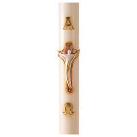 Ivory Paschal candle with Alpha, Omega and cross 120x8 cm