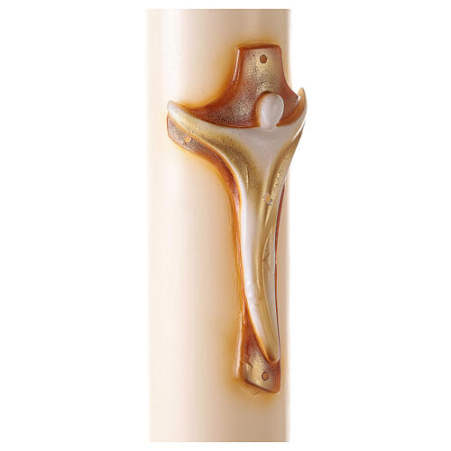 Ivory Paschal candle with Alpha, Omega and cross 120x8 cm 3