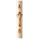 Ivory Paschal candle with Alpha, Omega and cross 120x8 cm s1