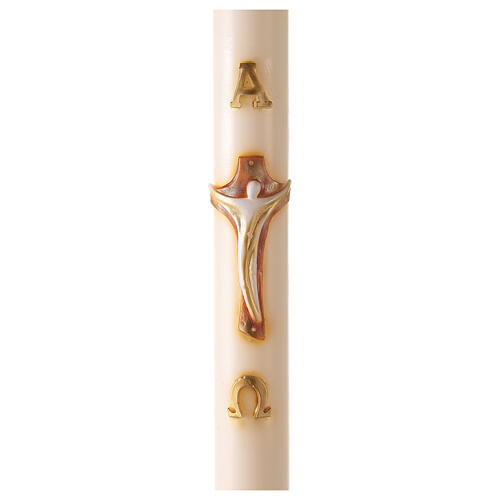 Cierge pascal couleur ivoire Alpha Oméga croix 120x8 cm 1