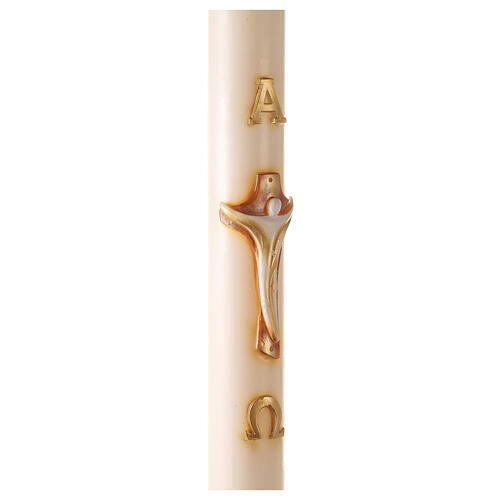 Cierge pascal couleur ivoire Alpha Oméga croix 120x8 cm 5