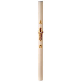 Ivory Paschal candle with lamb on the cross, Alpha and Omega, 120x8 cm