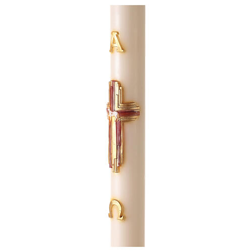 Ivory Paschal candle with lamb on the cross, Alpha and Omega, 120x8 cm 3