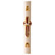Círio Pascal cor marfim Cruz com Cordeiro de Deus e letras Alfa e Ómega, 120x8 cm s1