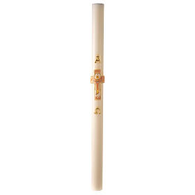 Ivory Easter candle with cross, Alpha and Omega 120x8 cm
