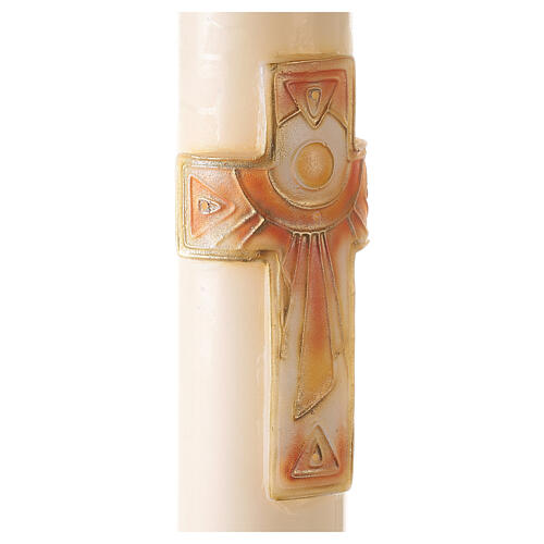 Ivory Easter candle with cross, Alpha and Omega 120x8 cm 3