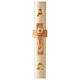 Ivory Easter candle with cross, Alpha and Omega 120x8 cm s1