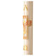 Ivory Easter candle with cross, Alpha and Omega 120x8 cm s4