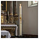 Ivory Easter candle with cross, Alpha and Omega 120x8 cm s2