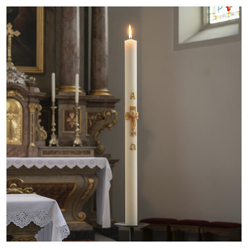 Paschal candle in ivory Alpha Omega cross 120x8 cm 2
