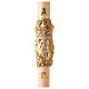 Ivory Paschal candle with Alpha, Omega and cross on an embossed golden cloak 120x8 cm s1