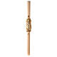 Ivory Paschal candle with Alpha, Omega and cross on an embossed golden cloak 120x8 cm s2