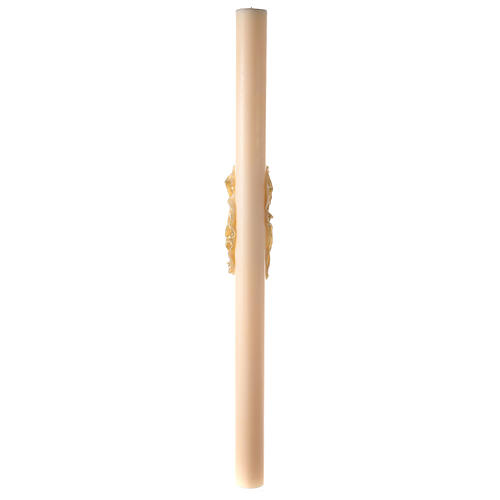 Cierge pascal couleur ivoire Alpha Oméga croix avec manteau doré 120x8 cm 8