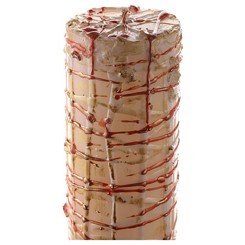 White Paschal candle with Alpha, Omega, cross with Risen Jesus and blood drops 120x8 cm 7