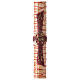 White Paschal candle with Alpha, Omega, cross with Easter Lamb and blood drops 120x8 cm s1