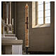 White Paschal candle with Alpha, Omega, cross with Easter Lamb and blood drops 120x8 cm s2