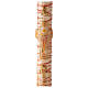 White Paschal candle with Alpha, Omega, cross and red drops 120x8 cm s1