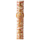 White Paschal candle with Alpha, Omega, cross and red drops 120x8 cm s1