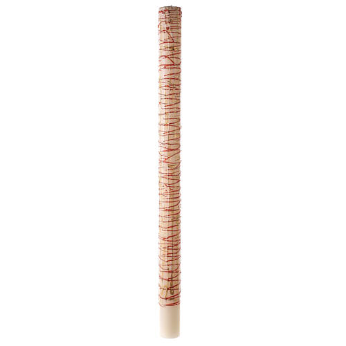 White Paschal candle with Alpha, Omega, cross with flowers and drops 120x8 cm 8