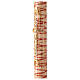 White Paschal candle with Alpha, Omega, cross with flowers and drops 120x8 cm s4