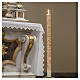 White Paschal candle with Alpha, Omega, cross with flowers and drops 120x8 cm s2