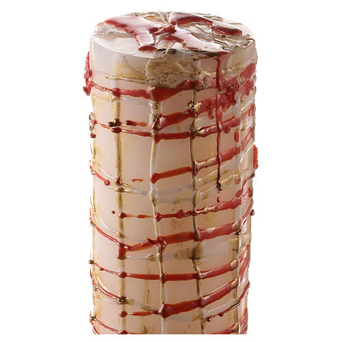 Cero Pasquale bianco Alfa e Omega croce gocce dorate 120x8 cm 7