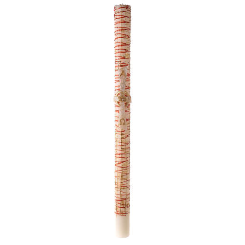 White Paschal candle with drop pattern and cross with Alpha and Omega 120x8 cm 2