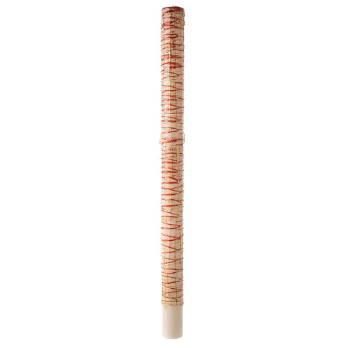 White Paschal candle with drop pattern and cross with Alpha and Omega 120x8 cm 7