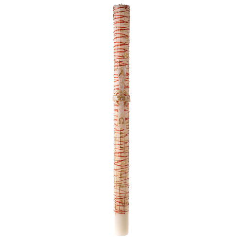 White Paschal candle with drop pattern and cross with Alpha and Omega 120x8 cm 3