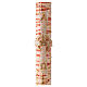 White Paschal candle with drop pattern and cross with Alpha and Omega 120x8 cm s1
