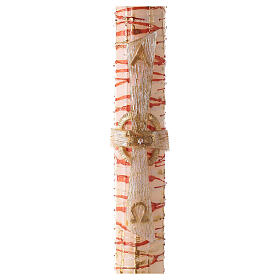 Cero Pasquale bianco Alfa e Omega croce agnello gocce 120x8 cm