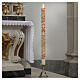 Paschal candle white Alpha and Omega cross lamb drops 120x8 cm s2