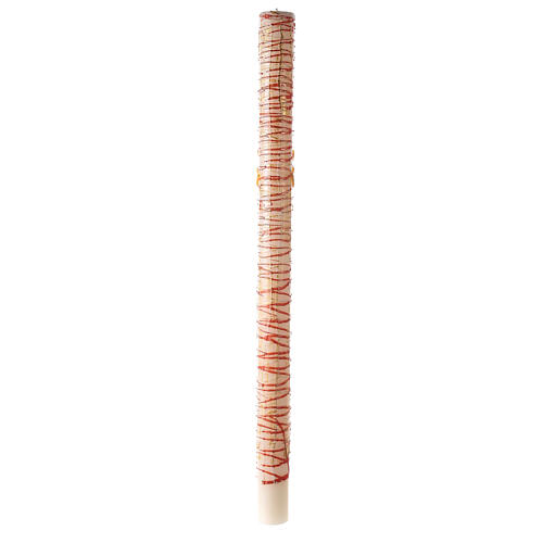 Cierge pascal Alpha Oméga croix avec épis rouges gouttes 120x8 cm 7