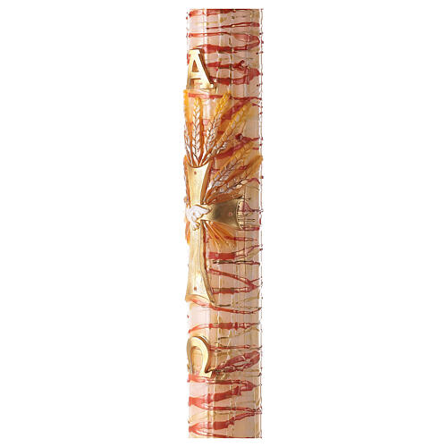 Paschal Candle Alpha Omega cross wheat red 120x8 cm 6
