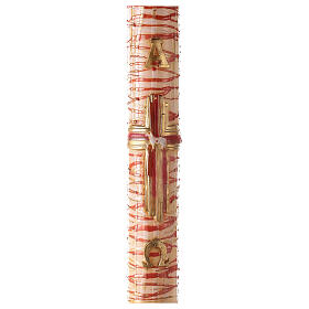 Paschal candle with stylised cross, Lamb, Alpha and Omega 120x8 cm