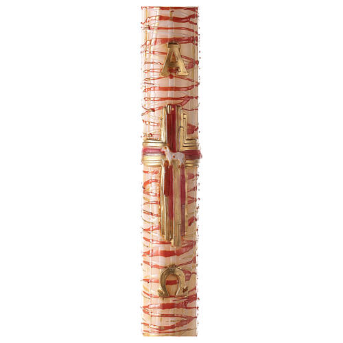 Paschal candle with stylised cross, Lamb, Alpha and Omega 120x8 cm 1