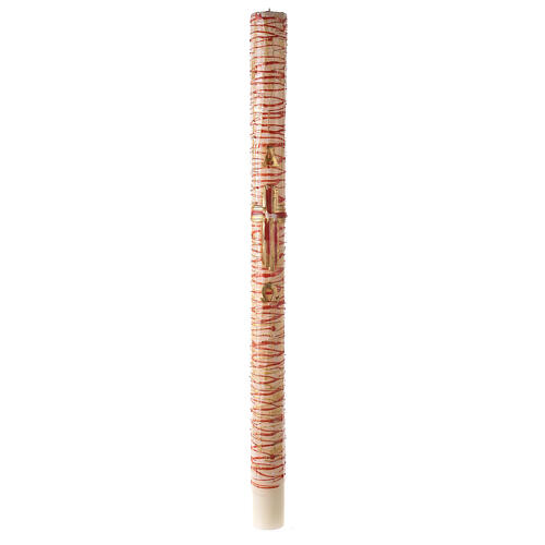Paschal candle with stylised cross, Lamb, Alpha and Omega 120x8 cm 2
