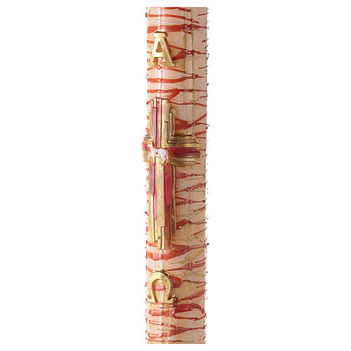 Paschal candle with stylised cross, Lamb, Alpha and Omega 120x8 cm 4