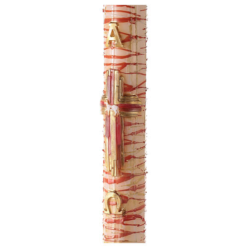 Paschal candle with stylised cross, Lamb, Alpha and Omega 120x8 cm 5