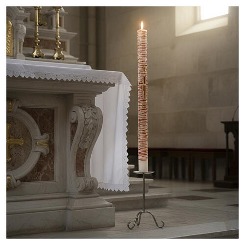 Paschal candle Alpha Omega Cross stylized lamb 120x8 cm 2