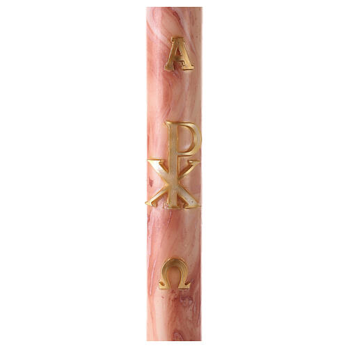 Osterkerze, XP, Alpha und Omega, rosa marmoriert, 120x8 cm 1