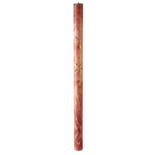 Osterkerze, XP, Alpha und Omega, rosa marmoriert, 120x8 cm 2