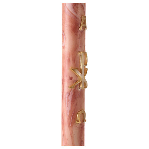 Osterkerze, XP, Alpha und Omega, rosa marmoriert, 120x8 cm 5