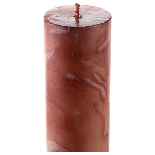 Cierge pascal effet marbre rose Chi-Rho Alpha Oméga 120x8 cm 6