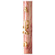 Cierge pascal effet marbre rose Chi-Rho Alpha Oméga 120x8 cm s4