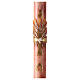 Paschal candle with cross and red ears of wheat, marble finish, 120x8 cm s1