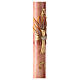 Paschal candle with cross and red ears of wheat, marble finish, 120x8 cm s5