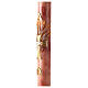 Cierge pascal effet marbre rose croix épis rouges 120x8 cm s4