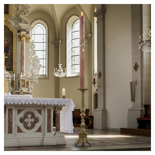 Paschal Candle cross Red wheat marbled 120x8 cm 2